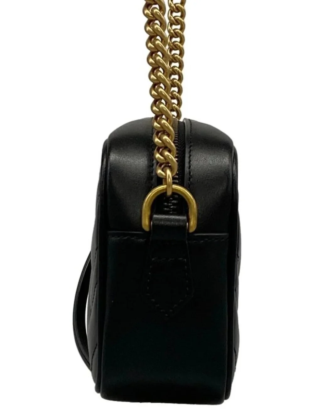 GUCCI GG Marmont Quilting Mini Bag 448065 Black Leather Shoulder Bag